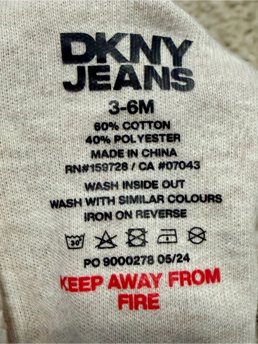 DKNY Jeans Baby Footed Romper 3–6M Gray